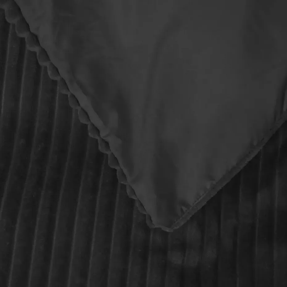 Dekbedovertrek Teddy Rib 240x220 – Fluweelzacht & Knus Design - Zwart