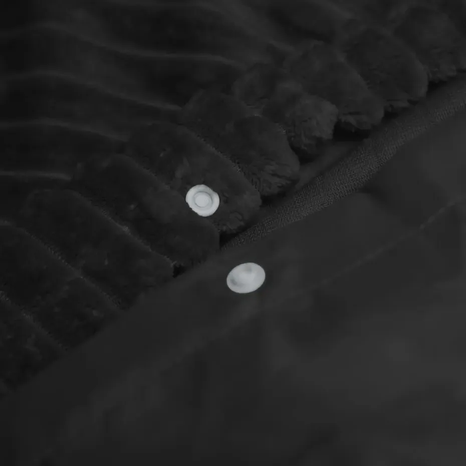 Dekbedovertrek Teddy Rib 240x220 – Fluweelzacht & Knus Design - Zwart