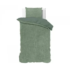 Dekbedovertrek Teddy Rib 140x220 – Fluweelzacht & Knus Design - Groen