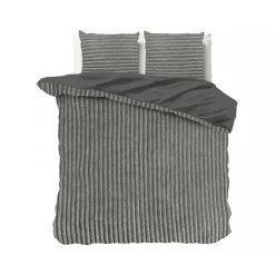 Dekbedovertrek Teddy Rib 200x220 – Fluweelzacht & Knus Design - Grijs