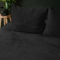 Dekbedovertrek Teddy Rib 140x220 – Fluweelzacht & Knus Design - Zwart