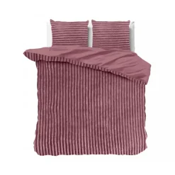 Dekbedovertrek Teddy Rib 240x220 – Fluweelzacht & Knus Design - Roze