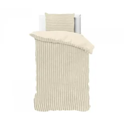 Dekbedovertrek Teddy Rib 140x220 – Fluweelzacht & Knus Design - Beige