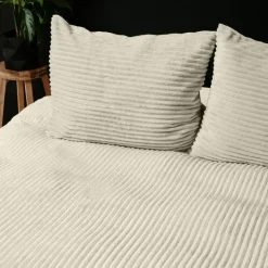 Dekbedovertrek Teddy Rib 140x220 – Fluweelzacht & Knus Design - Beige