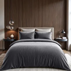 Dekbedovertrek Velvet Cartier 240x220 – Fluweelzacht Uni Design – Antraciet