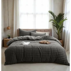 Dekbedovertrek 200x220 – Pompom Design & Warm Flanel Fleece - Antraciet