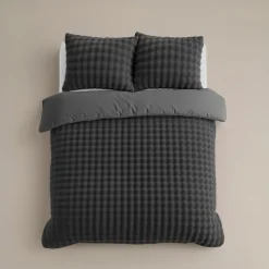 Dekbedovertrek 140x220 – Pompom Design & Warm Flanel Fleece - Antraciet