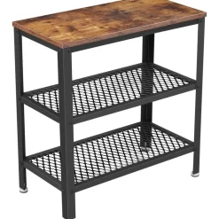 Deluxe Bijzettafel - Met 2 Roosters -Vintage - Industrieel -Bruin