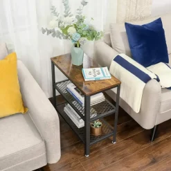 Deluxe Bijzettafel - Met 2 Roosters -Vintage - Industrieel -Bruin