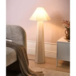 DEMBI - Staande lamp - Lichtbeige - Stof