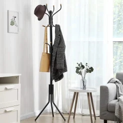 Design Kapstok - 12 Haken - Staande kapstok - 182 cm - Zwart