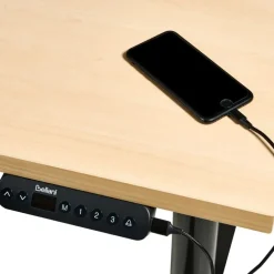 DESTINAS - Elektr bureau - Zwart/Lichtbruin - 180 x 72 cm - Vezelplaat