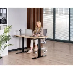 DESTINES - Elektr bureau - Zwart/Lichtbruin - 120 x 60 cm - Vezelplaat