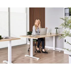 DESTINES - Elektr bureau - Wit/Lichtbruin - 180 x 72 cm - Vezelplaat