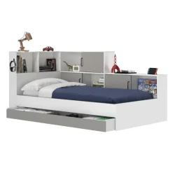 Diagone Bed Erwan - Opbergruimte - 90x200cm - Grijs/Wit