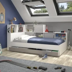 Diagone Bed Erwan - Opbergruimte - 90x200cm - Grijs/Wit