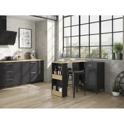 Diagone Draaibare bar Manchester - zwart/eikenlook