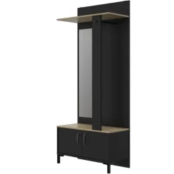 Diagone Entreekast Store - Incl stang en spiegel - 190 cm hoog - Zwart