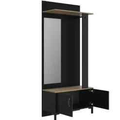 Diagone Entreekast Store - Incl stang en spiegel - 190 cm hoog - Zwart