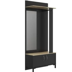 Diagone Entreekast Store - Incl stang en spiegel - 190 cm hoog - Zwart
