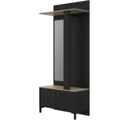 Diagone Entreekast Store - Incl stang en spiegel - 190 cm hoog - Zwart
