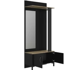 Diagone Entreekast Store - Incl stang en spiegel - 190 cm hoog - Zwart