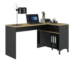 Diagone Hoekbureau Manchester - 136x88cm - Zwart/Eikenkleur