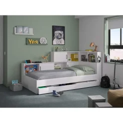 Diagone Tienerbed met bedlade en opbergruimte Erwan - 90 x 200 cm - Wit