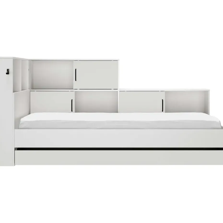 Diagone Tienerbed met bedlade en opbergruimte Erwan - 90 x 200 cm - Wit