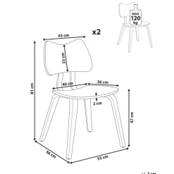 DIANA - Eetkamerstoel set van 2 - Donkerbruin - Rubberhout