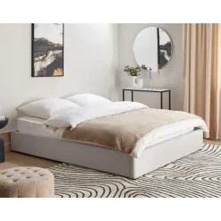 DINAN - Tweepersoonsbed - Lichtgrijs - 160 x 200 cm - Polyester