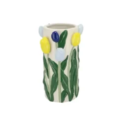 DK Design Bloemenvaas Tulipa - blauw/geel - D14 x H23 cm