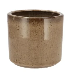 DK Design Bloempot Brown Glaze - taupe - D12 x H13 cm - glanzend