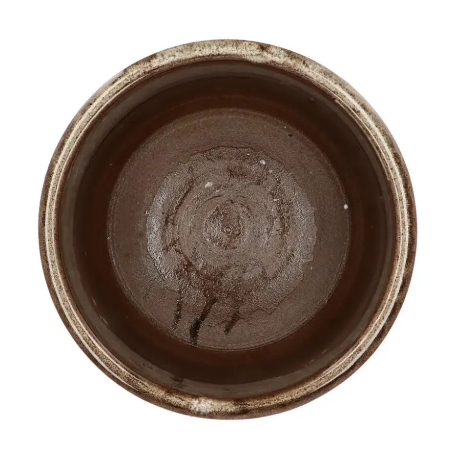 DK Design Bloempot Brown Glaze - taupe - D12 x H13 cm - glanzend