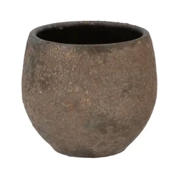 DK Design Bloempot model Maya - roestbruin - 16 x 18 cm - rustiek