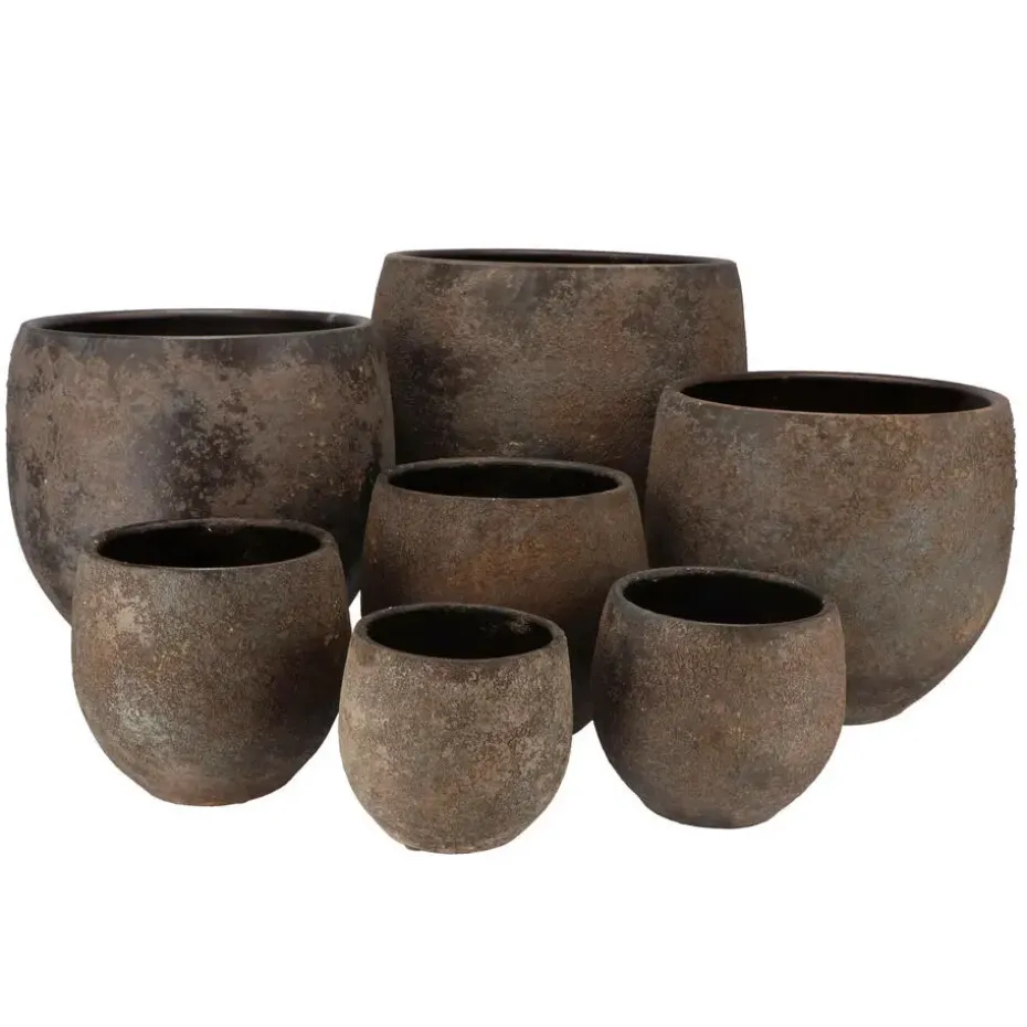 DK Design Bloempot model Maya - roestbruin - D18xH20 cm - rustiek