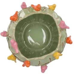 DK Design Bloempot/plantenpot Vogels - pistache - D26 x H20 cm