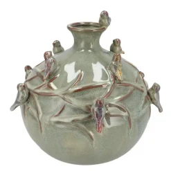 DK Design Vaas Vogels - mosgroen - D23 x H23 cm