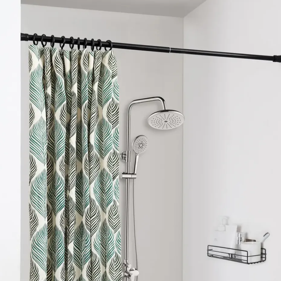 Douche Gordijnstang XL, aanpasbaar van 140 tot 260 cm, zelfklemmend, zwart