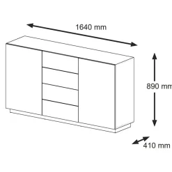 Dressoir Aura 89x164x41 Zwart
