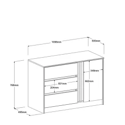 Dressoir Evi - eikenkleur - 76,8x109,8x50 cm