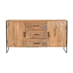 Dressoir Naturel Mangohout - Metaal - 150x40x80cm - Elin