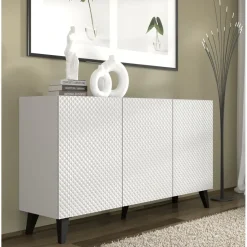 Dressoir Ravenna PC 150 3D glanzend wit (fronten) deuren gefreesd