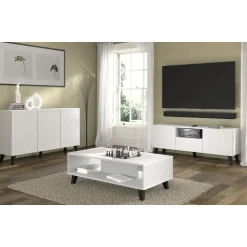 Dressoir Ravenna PC 150 3D glanzend wit (fronten) deuren gefreesd
