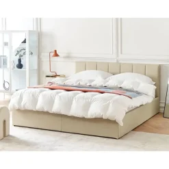 DREUX - Bed met opbergruimte - Beige - 160 x 200 cm - Polyester