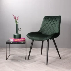 DS4U - Benito 3.0 eetkamerstoel velours - donkergroen