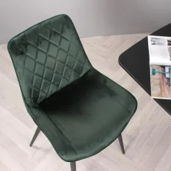 DS4U - Benito 3.0 eetkamerstoel velours - donkergroen