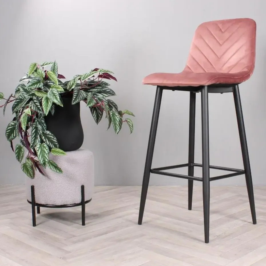 DS4U - Gaby barkruk velvet 75 cm 2.0 - roze