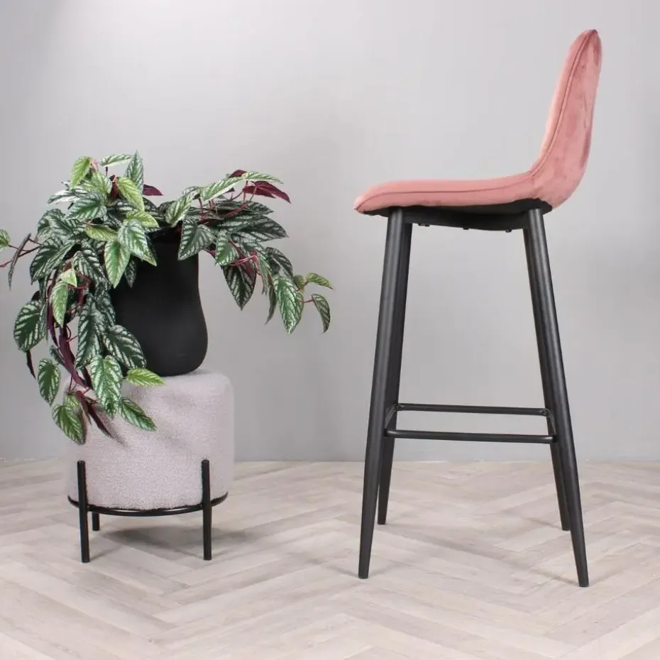 DS4U - Gaby barkruk velvet 75 cm 2.0 - roze