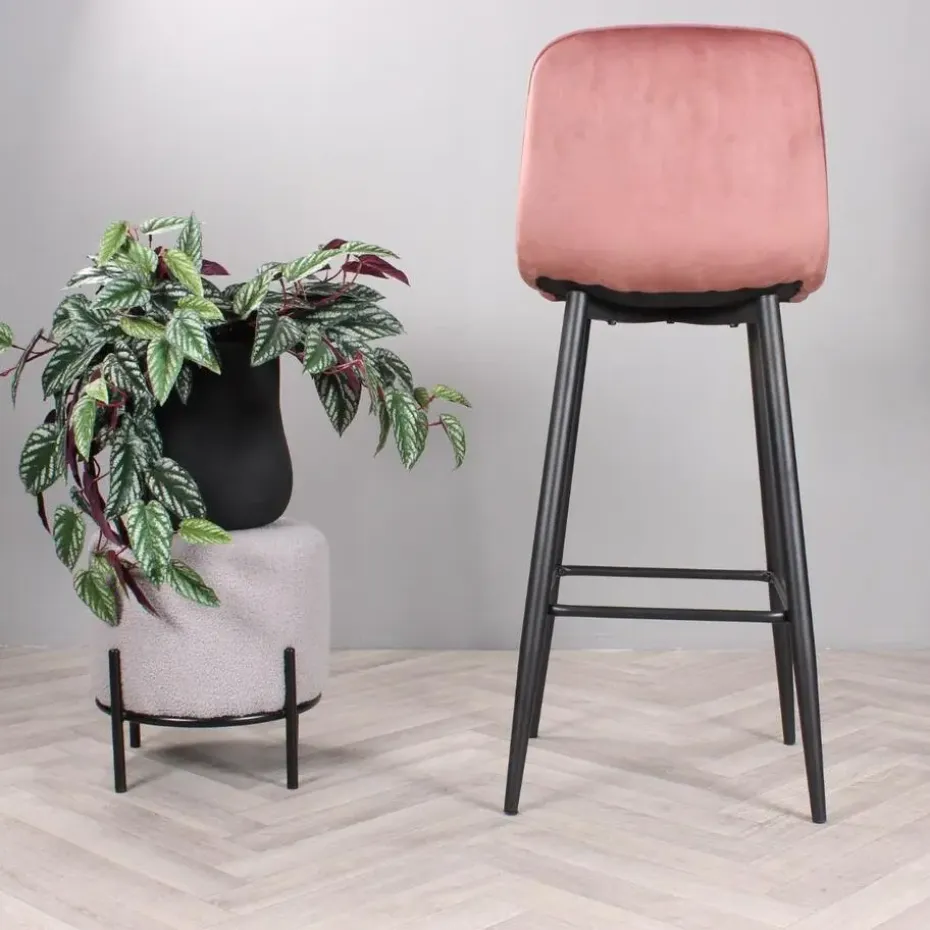 DS4U - Gaby barkruk velvet 75 cm 2.0 - roze